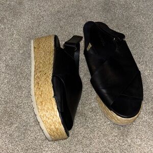 Vince Black Espadrille Wedge Sandals 6.5